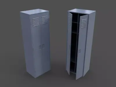 PBR School Gym Locker 09 - Grey Low-poly 3D model