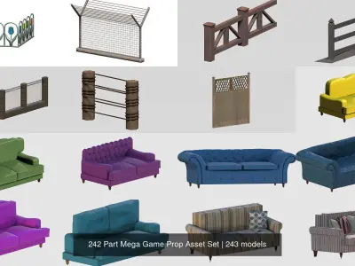 242 Part Mega Game Prop Asset Set 3D Model Pack