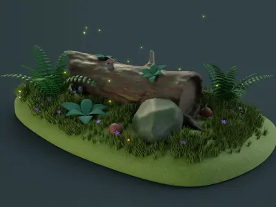 Cartoon Log House Low-poly 3D model