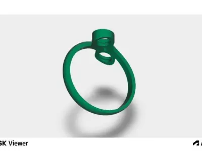 Woman Ring with Two Round Centre Stones 3D print model