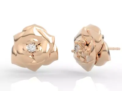 Powerful Minimalist Rose Solitaire Diamond Pendant Studs 3D 3D print model