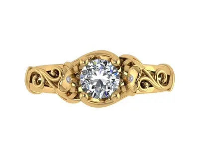 Ring175 filigree engagement ring gold 3D print model