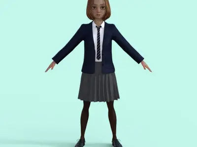 High School Student Girl 3D model