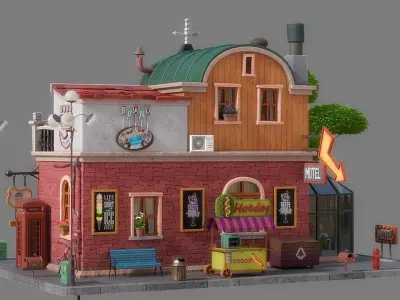 Cartoon House 05 3D model purchase