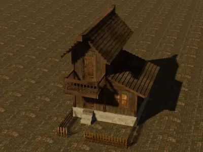 Medieval house nine 7 Low-poly 3D model