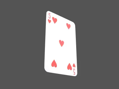 Poker Cards Heart 5 V1 001 Low-poly 3D model