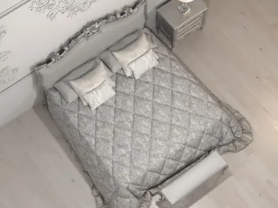 Classic White Bed 3D model