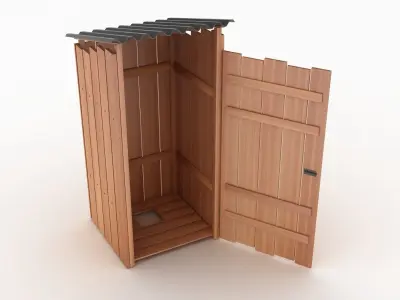 Wooden Outdoor Toilet 3D model