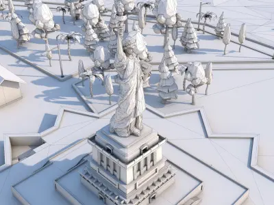 Low Poly The Statue of Liberty Landmark Low-poly 3D model