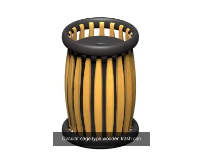 13 pieces wooden trashcan garbage wastebin set 3D Model Pack