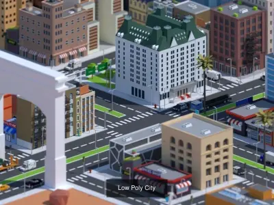 low poly    Collection  asset  pack citys exterior and interior