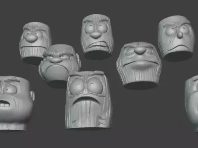 Cartoon Face Holder Set 9 Funny Pen Pot and Planter 3D print model