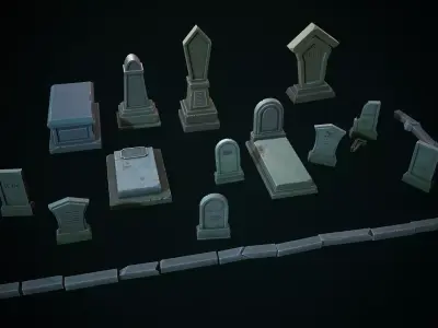 Stylized graves Low-poly 3D model