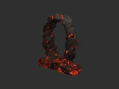 Stone Portal - Lava Low-poly 3D model