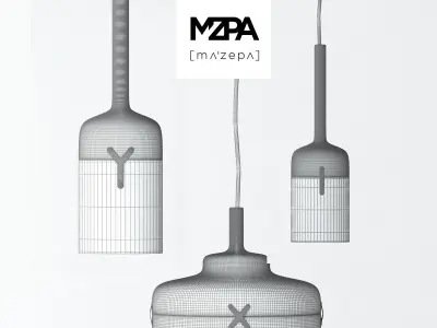 Nut C collection pendant light with wooden handle 3D model