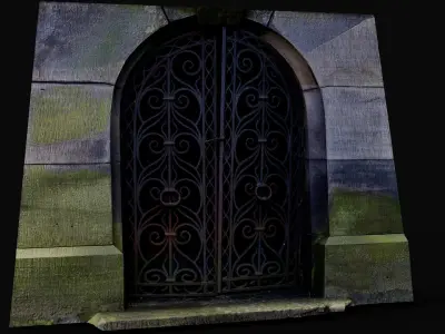 entrance tomb rusty iron doors PBR photogrammetry Low-poly 3D model