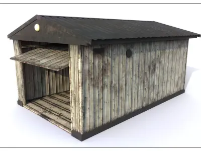 Abandoned Garage base Low-poly 3D model