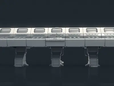 Large Scifi 3D Computer Control Panel 3D model