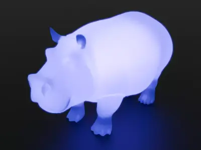 Indirect lighting of hippopotamus 3D model