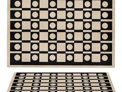 Mid Century Modern Rugs Next to Bed 3D model