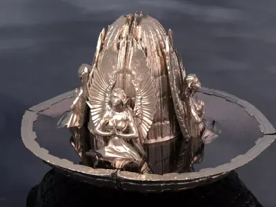 Gold Brushed Poseidon sculpture 3D model