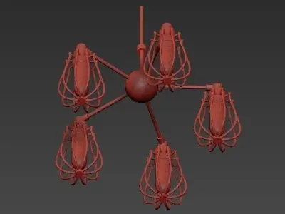Industrial cage chandelier 3D model