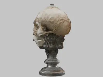 3D Skull on Pedestal - High-Quality Model for Art and Design Low-poly 3D model