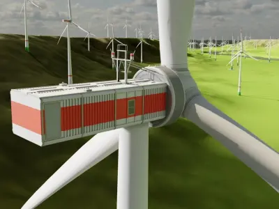 Windpark in the Valley Scene Low-poly 3D model