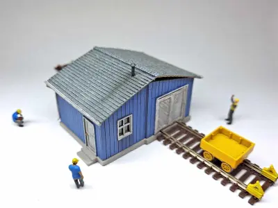 N Scale Speeder Shed with Internal Details 3D model