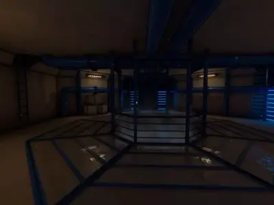 Sewers room with lights and pipes 3D model