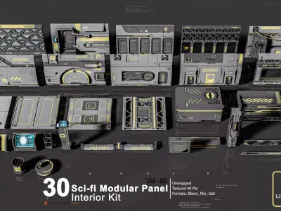 SCI-FI MODULAR PANEL KIT Vol -2 Low-poly 3D model