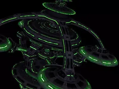 Sci-Fi SpaceStations collection Low-poly 3D model