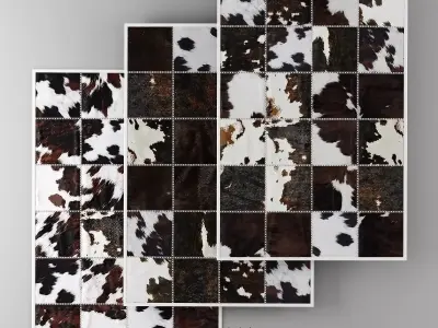 Carpet Pack 4 Rectangular Leather Carpets 3D model