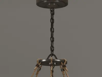 Chandelier industrial with rope lights 3D model