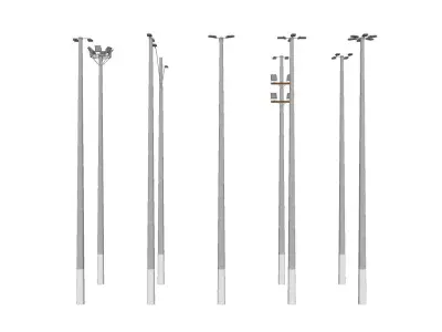 Concrete Lamp Post - Light Pole - Street Light - Group 04 3D model