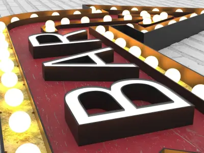 Large  Up Letters Light Bar Sign 3D model