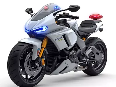 Futuristic Cartoon Police Motorcycle 3D Model Low-poly 3D model