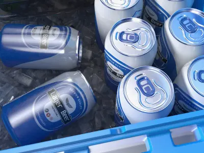  Camping Rolling Cooler Open with Fruits and Beers 