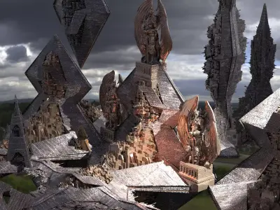 RA Gods City Floating Pyramids 3D model