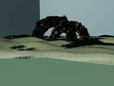 Pond side scene landscape 3D model