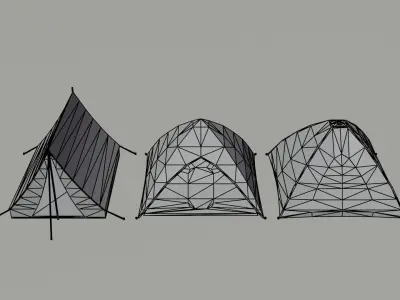 Cartoon tents Polygonal Style Low-poly 3D model