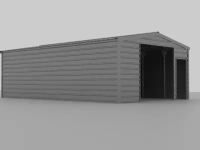 Industrial metal shed warehouse 3D model