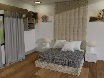 Bed room Low-poly 3D model