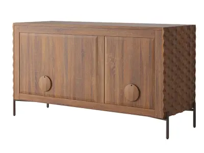 Crate and Barrel Raffael Small Carved Wood Media Console 3D model