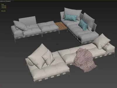 Saba Italia Pixel Light sofa set 4 3D model