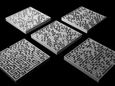 Square Mazes Low-poly 3D model