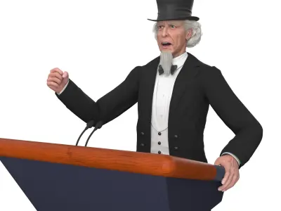  Vintage Politician at Conference Lectern 