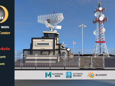 Satellite Center 01 Low-poly 3D model