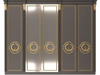 Classic Wardrobe Furniture 0402 Black Low-poly 3D model