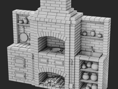BBQ brick oven 3D model